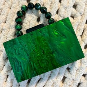 Marble Green Acrylic Clutch Purse